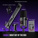 Kit de micrófono de juego FIFINE, micrófono dinámico XLR/USB para PC con brazo articulado para grabación de podcast, juego de micrófono RGB para transmisión, silencio con toque, control de mezcla 