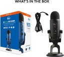 Blue Yeti USB Mic para grabar y transmitir en PC y Mac, 3 cápsulas de condensador, 4 patrones de captación, salida de auriculares y control de volumen, control de ganancia de micrófono, soporte ajustable, Plug & Play - Nuevo 