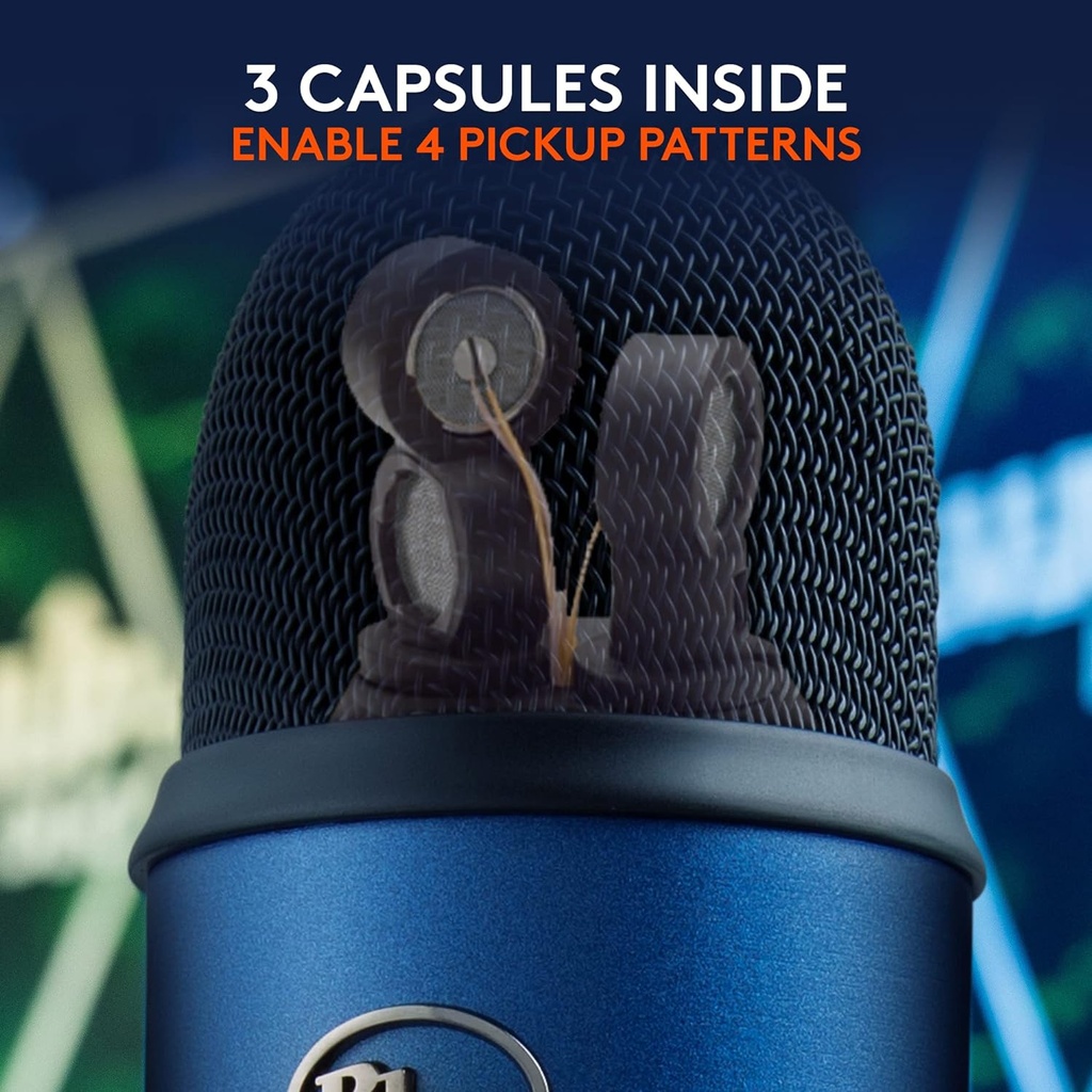 Logitech Creators Blue Yeti - Micrófono USB para juegos, transmisión, podcast, YouTube, Discord, PC, sonido de estudio, Plug & Play, azul medianoche 