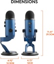 Logitech Creators Blue Yeti - Micrófono USB para juegos, transmisión, podcast, YouTube, Discord, PC, sonido de estudio, Plug & Play, azul medianoche 