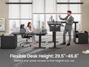 SEDETA - Escritorio de pie en forma de L con archivador, 3 cajones, toma de corriente | 63 x 53'' Electric Height Adjustable Gaming Computer Desk with Led Lights for Home Office, Gaming Room, Black 