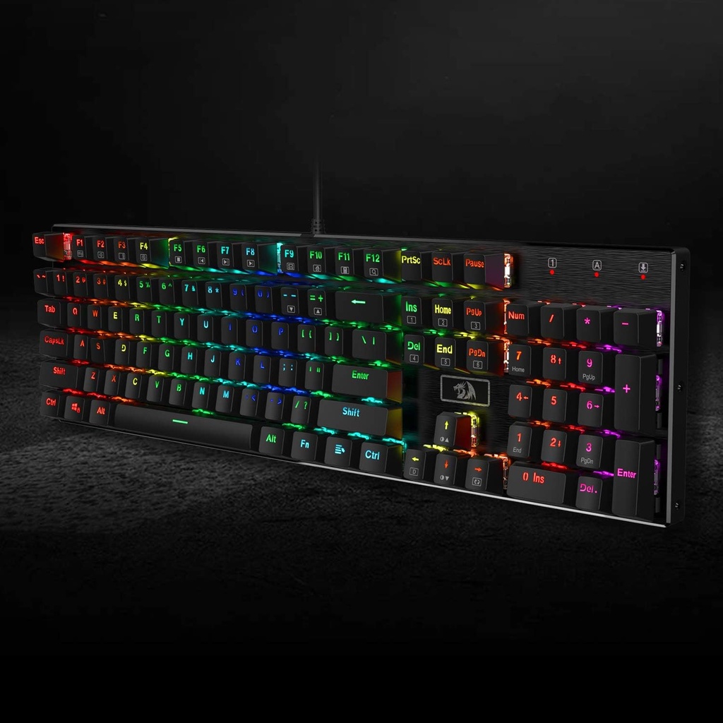 Teclado Redragon Mecanico Devarajas K556 - RGB LED, base de aluminio, 104 teclas estándar