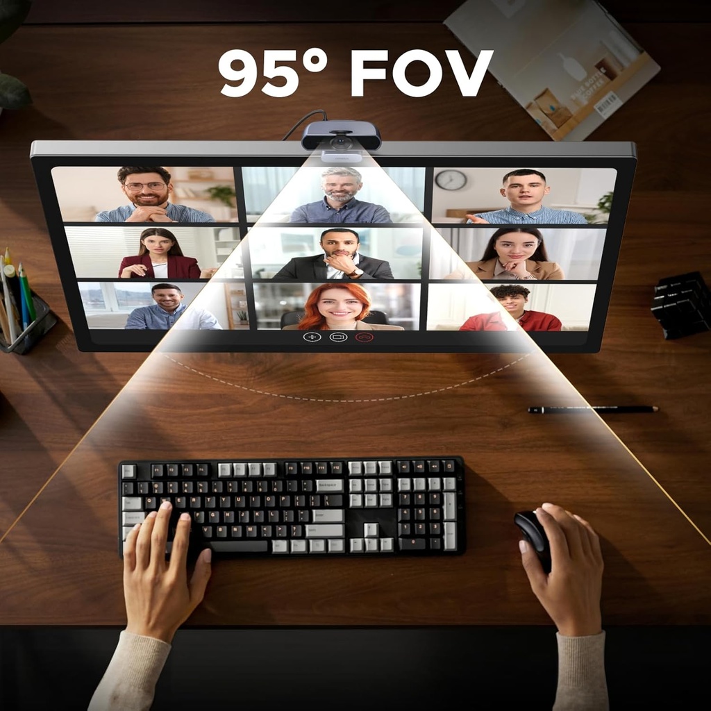 UGREEN Cámara web 2K para PC Ultra HD 1080P Cámara web con micrófono, cámara de PC con cubierta de privacidad, cámara web USB para transmisión, conferencias, videollamadas, zoom, Skype, equipos