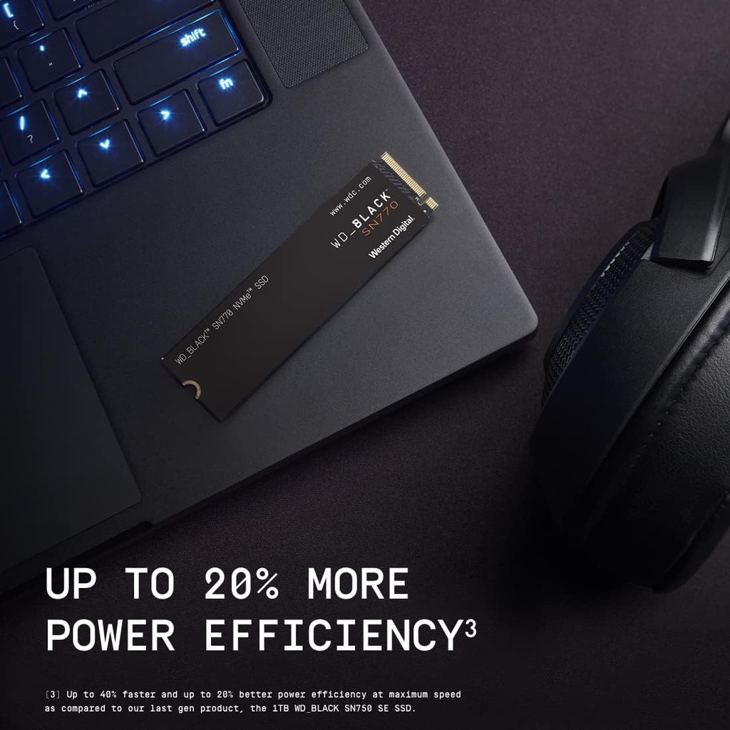 Western Digital WD_BLACK SN770 NVMe - Unidad interna de estado sólido SSD para juegos de 2 TB - Gen4 PCIe, M.2 2280, hasta 5,150 MB/s - WDS200T3X0E