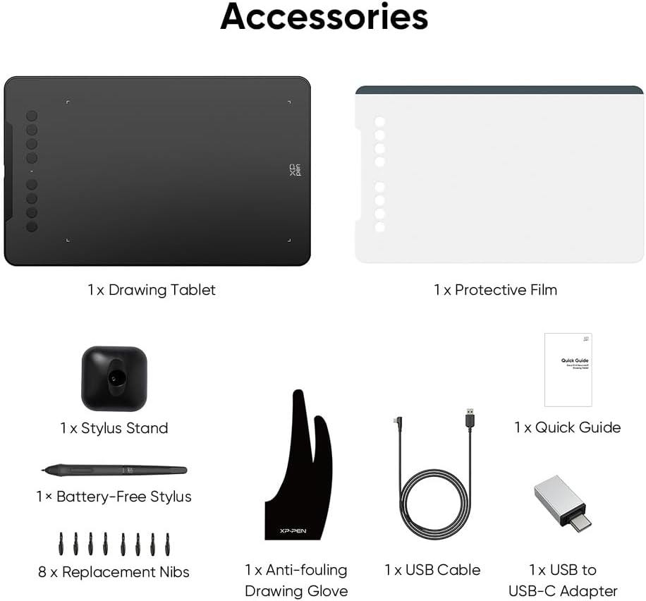 XPPen - Tableta de dibujo Deco 01 V3 actualizada, 16384 niveles de presión sin batería, tableta gráfica OSU de 10 x 6 pulgadas, 8 teclas de acceso rápido para arte digital, enseñanza, almohadilla