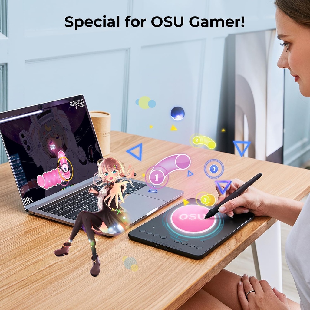 XPPen - Tableta de dibujo Deco Mini7 V2 actualizada, 16384 niveles de presión sin batería, almohadilla de dibujo OSU de 7 x 4, 8 teclas de acceso rápido para arte digital, enseñanza, tableta gráfica