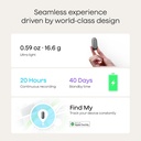 Grabadora de voz AI, grabadora de voz PLAUD NotePin, control de aplicaciones, toma de notas AI, soporte de transcripción y resumen de IA en 112 idiomas, memoria de 64 GB, grabadora de audio para