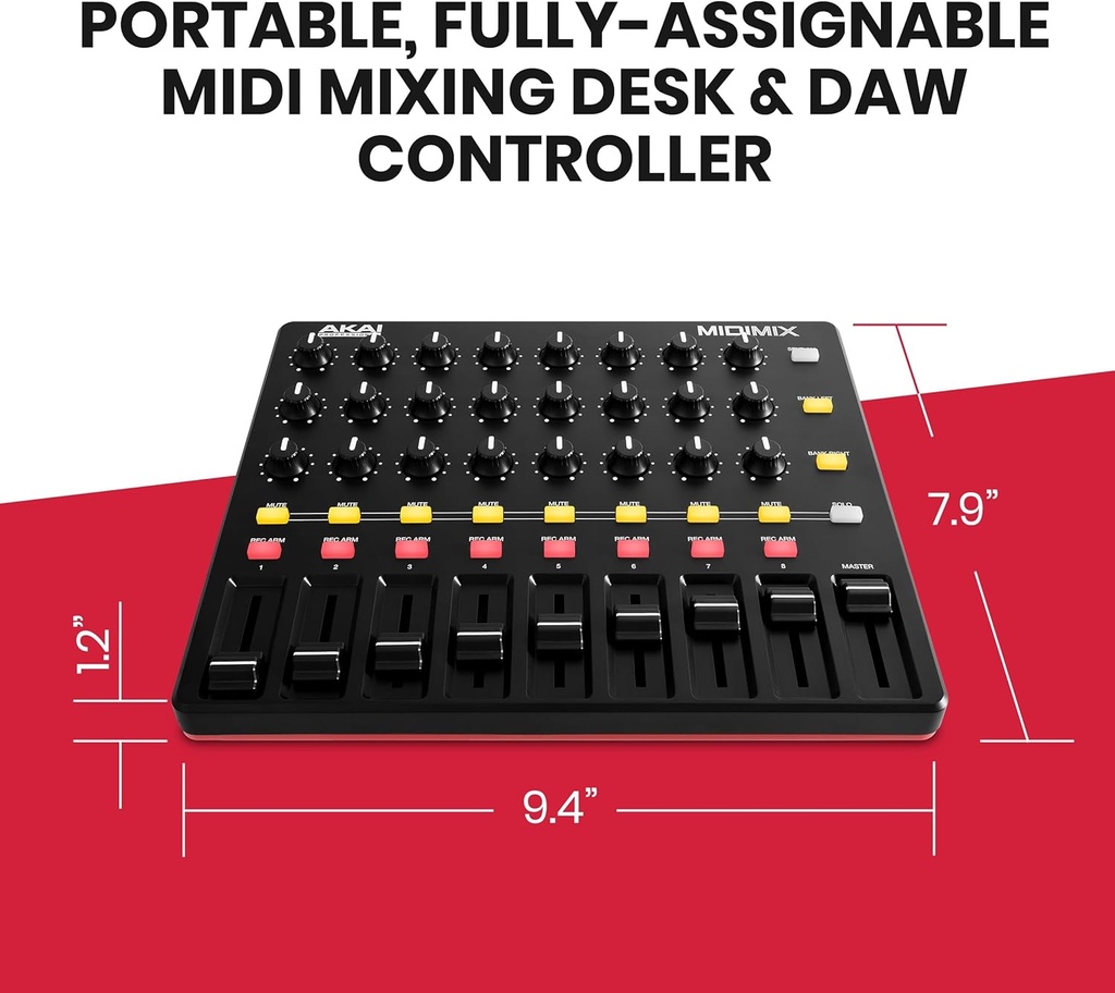 Akai Professional MIDImix consola mezcladora DAW de alto rendimiento USB (24 perillas / 16 botones / 8 reguladores de volumen)