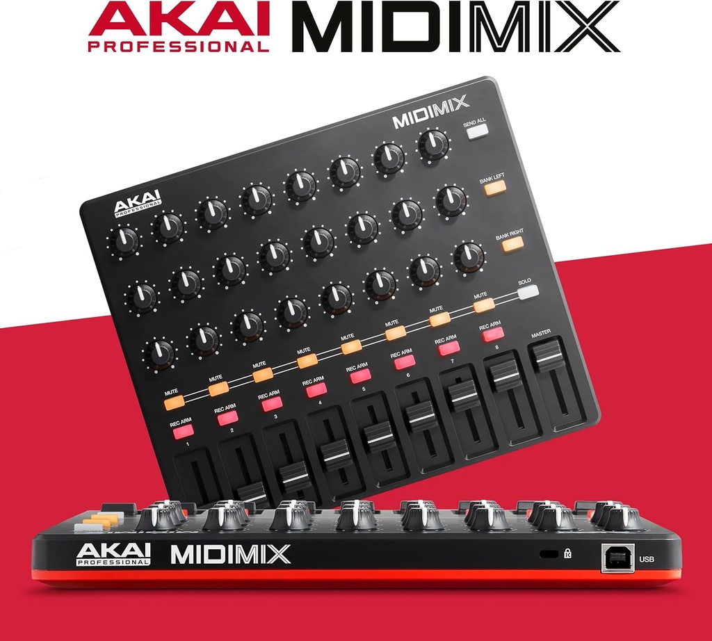 Akai Professional MIDImix consola mezcladora DAW de alto rendimiento USB (24 perillas / 16 botones / 8 reguladores de volumen)