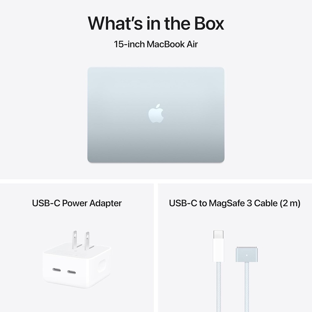 Apple Laptop MacBook Air 2025 de 15 pulgadas con chip M4: diseñada para Apple Intelligence, pantalla de retina líquida de 15.3 pulgadas, memoria unificada de 16 GB, almacenamiento SSD de 512 GB,