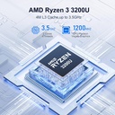 Beelink SER3 Mini PC AMD Ryzen 3 3200U (hasta 3.5 GHz), 16 GB DDR4 2400MT/s 500 GB PCIE3.0 SSD Mini computadora, Radeon Vega 3 Graphics 3 3core 1200 MHz, LAN de 1000 Mbps, pantalla HDMI dual 4K PC de