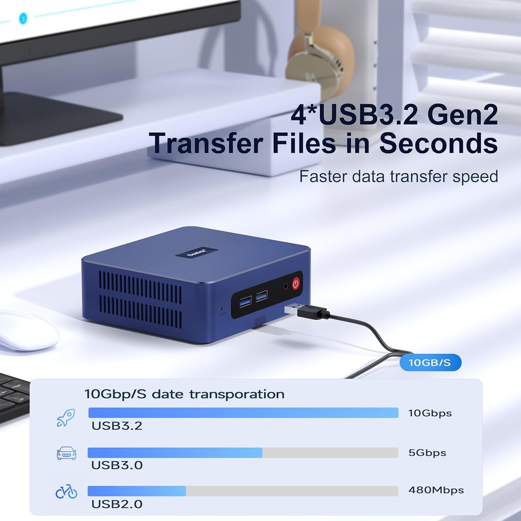 Beelink SER3 Mini PC AMD Ryzen 3 3200U (hasta 3.5 GHz), 16 GB DDR4 2400MT/s 500 GB PCIE3.0 SSD Mini computadora, Radeon Vega 3 Graphics 3 3core 1200 MHz, LAN de 1000 Mbps, pantalla HDMI dual 4K PC de