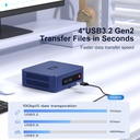 Beelink SER3 Mini PC AMD Ryzen 3 3200U (hasta 3.5 GHz), 16 GB DDR4 2400MT/s 500 GB PCIE3.0 SSD Mini computadora, Radeon Vega 3 Graphics 3 3core 1200 MHz, LAN de 1000 Mbps, pantalla HDMI dual 4K PC de