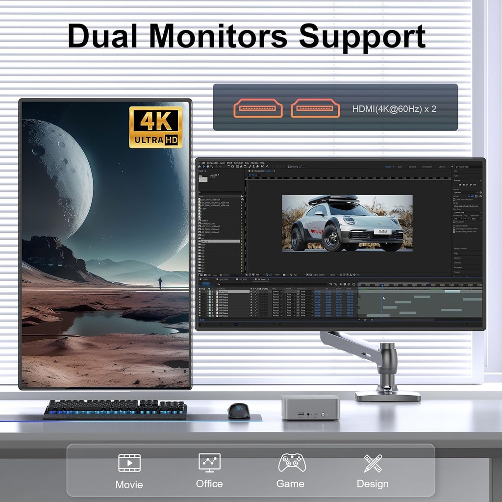Beelink Mini PC AMD Ryzen 5 6600U, 24GB LPDDR5 500GB PCIE4.0 SSD, mini computadora con AMD Radeon 660M, Dual LAN/Dual 4K Display/USB3.2/WiFi6/BT5.2 / Hogar/Oficina/Gaming Micro PC