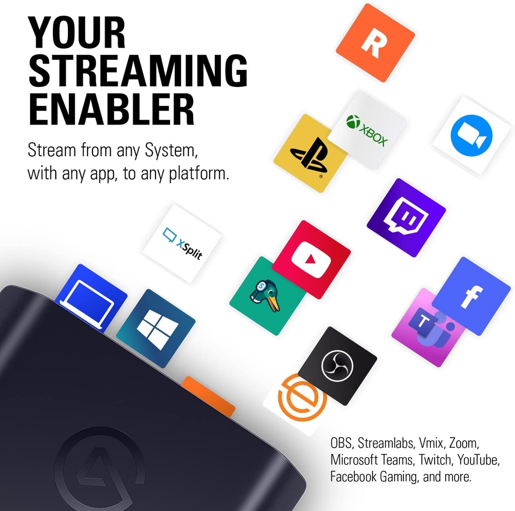 Capturadora Elgato HD60 X – Transmisión/Grabacion 1080p60 HDR10 - 4K30 - Latencia ultra baja - OBS - PS5, PS4/Pro, Xbox Series X/S, Xbox One X/S, PC y Mac.