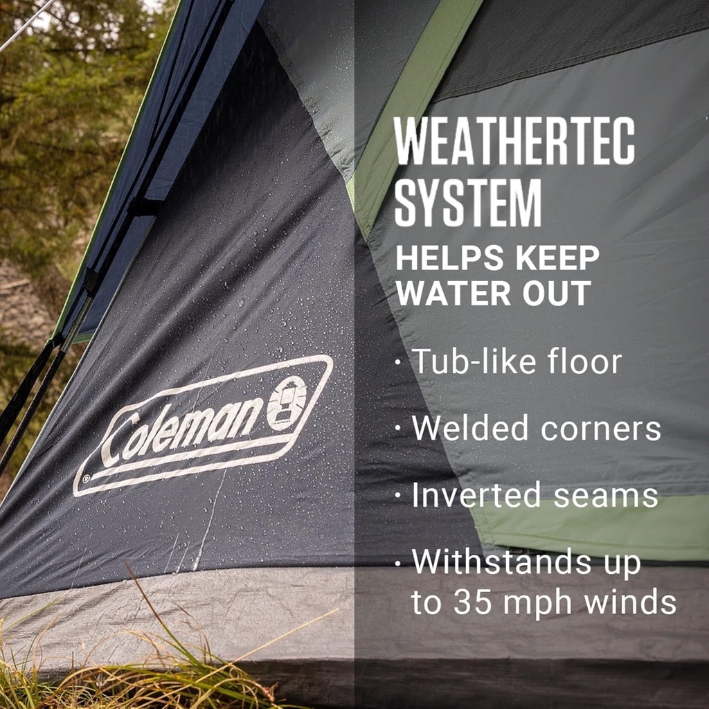 Coleman Tienda Skydome con configuración de 5 minutos, tienda de campaña impermeable para 6 personas con lluvia y bolsa de transporte, 20% más espacio libre que los toldos tradicionales