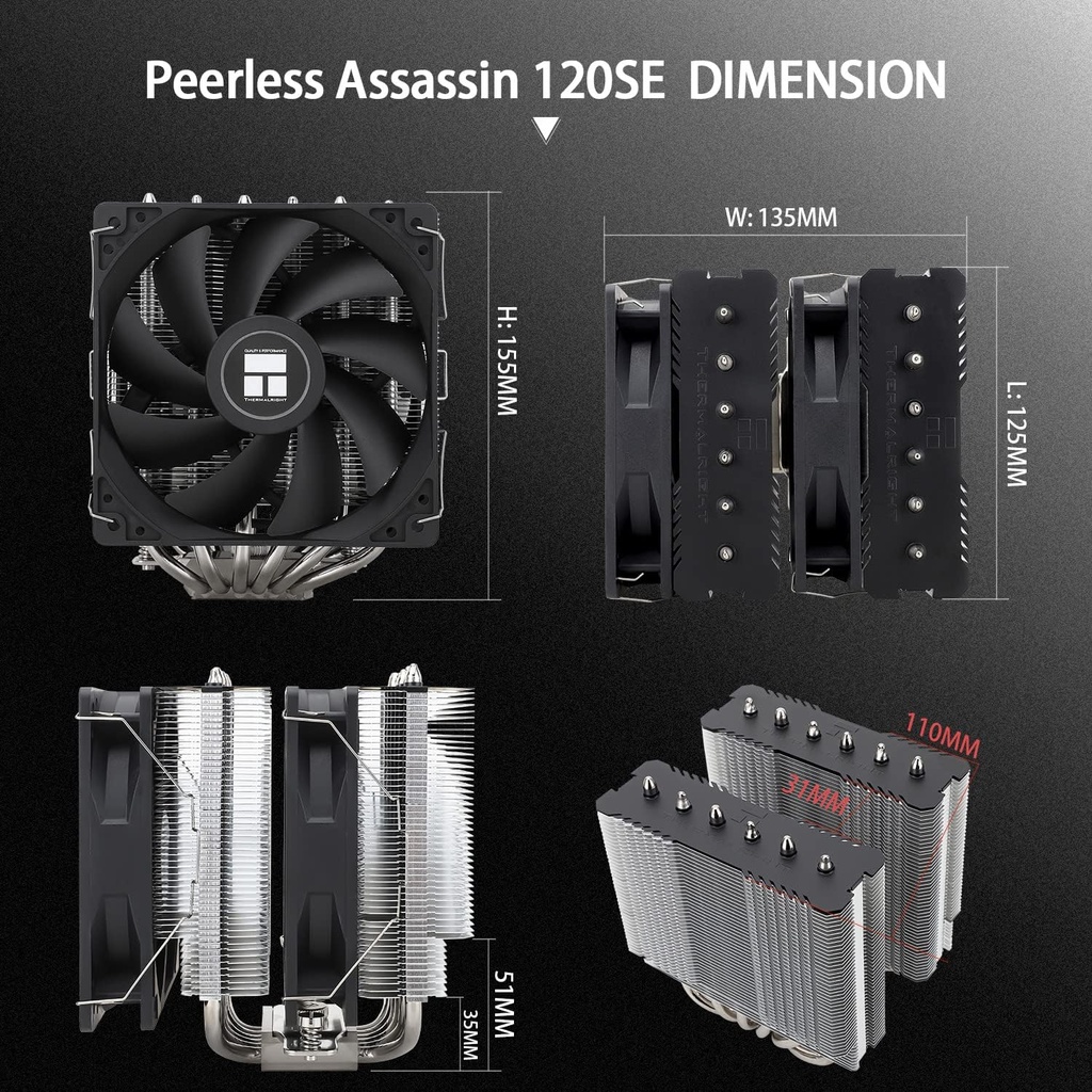 Disipador Thermalright Peerless Assassin 120 SE para AMD: AM4 AM5 & Intel LGA