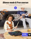 Donner Juego de batería eléctrica mejorada, 7 almohadillas electrónicas, almohadilla de batería silenciosa, altavoz integrado, 40 lecciones incluidas, juguetes de instrumentos de regalo de Navidad y cumpleaños para niños (DED-20R)