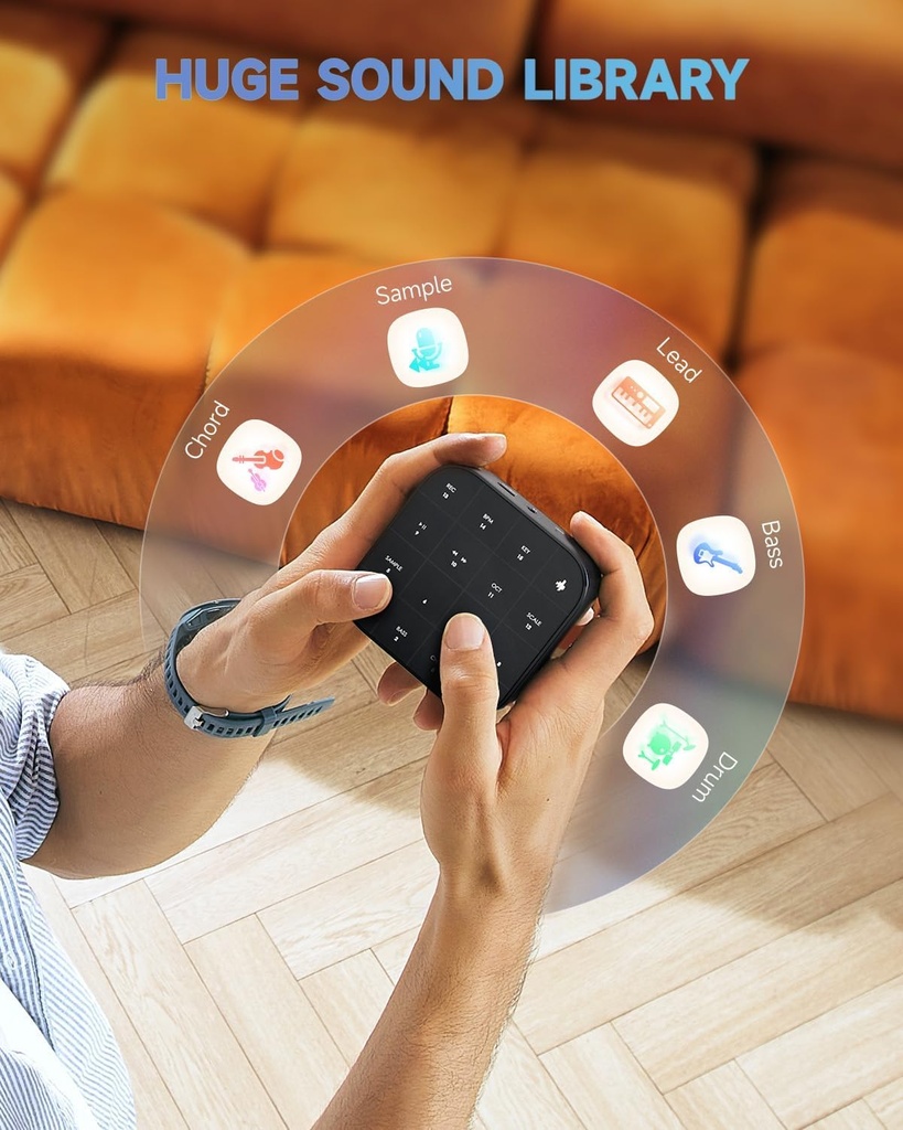 Donner MEDO Controlador MIDI Bluetooth, caja de ranura portátil | Acorde, muestra, plomo, bajo, batería | Bucle y sintetizador integrados | iOS, Mac, Windows, Android | Funda de silicona, Donner Play