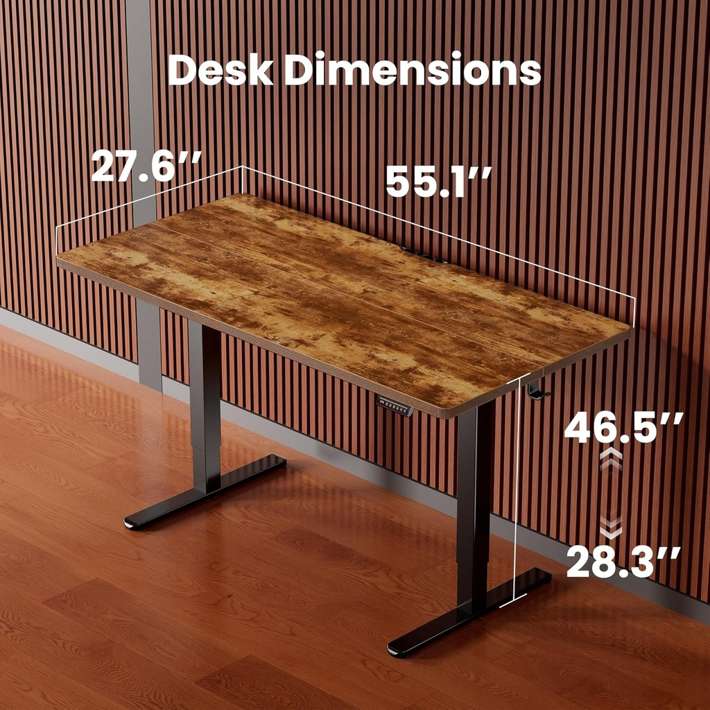 ErGear - Escritorio eléctrico - altura ajustable - 55 x 28 pulgadas (marrón vintage)