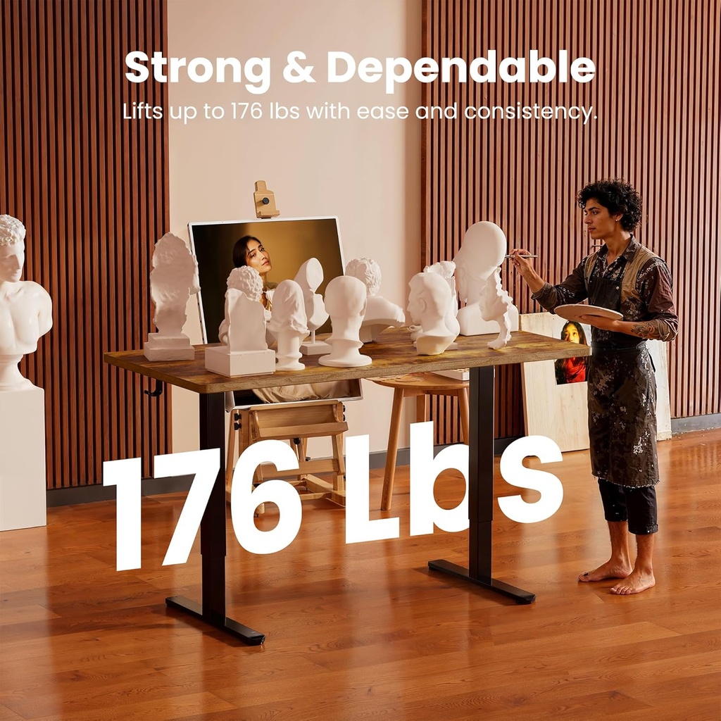 ErGear - Escritorio eléctrico - altura ajustable - 55 x 28 pulgadas (marrón vintage)