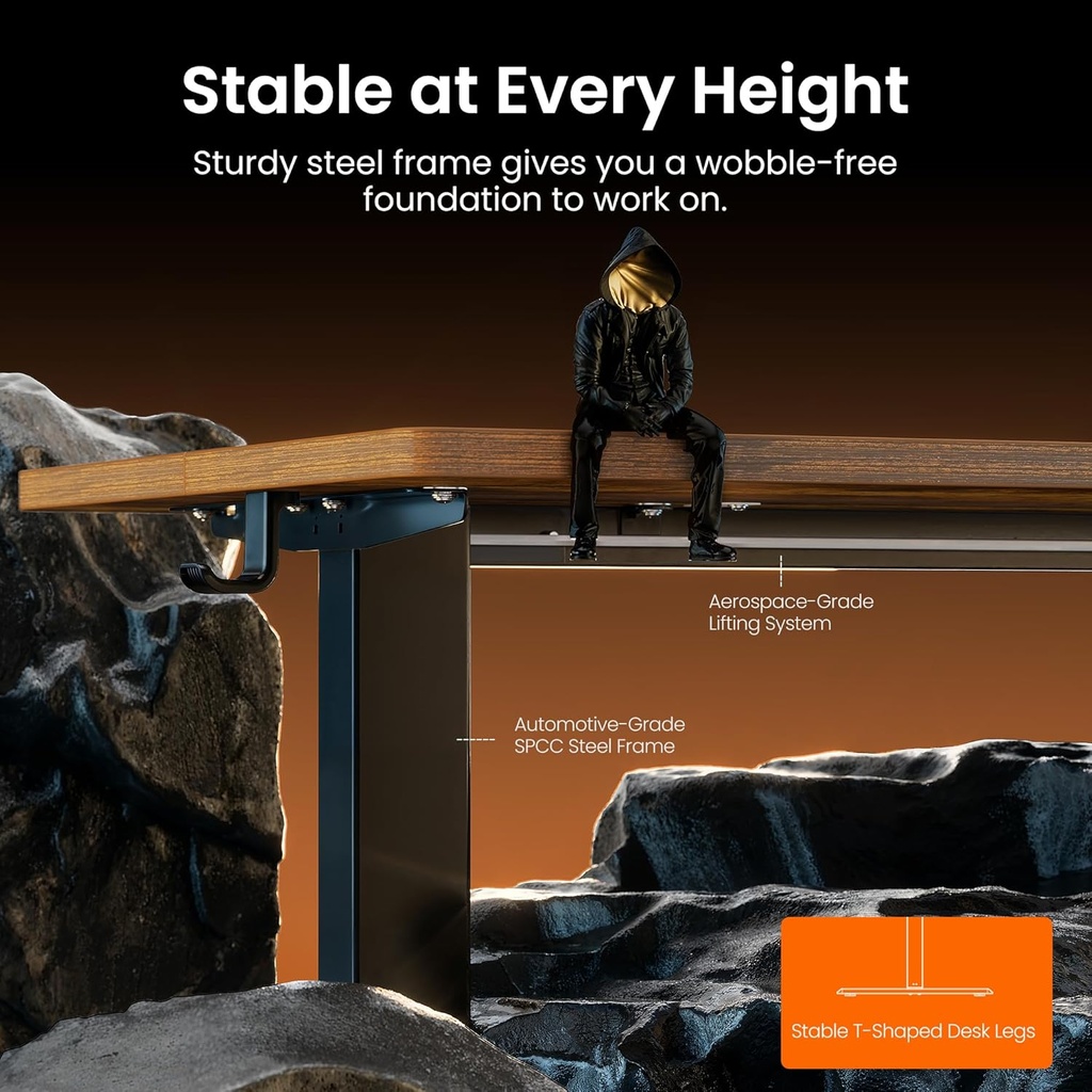 ErGear - Escritorio eléctrico - altura ajustable - 55 x 28 pulgadas (marrón vintage)