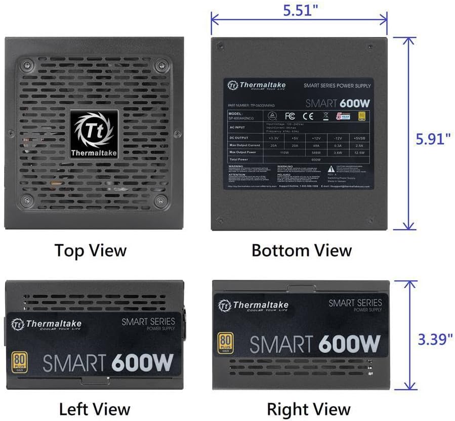 Fuente de Poder Thermaltake Toughpower GX2 - 600W - 80+ Gold (PS-TPD-0600NNFAGU-2)