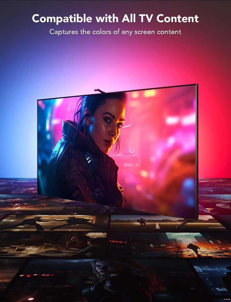 Govee Envisual - Retroiluminación LED T2 para TV con cámaras duales, tira de luces LED RGBIC Wi-Fi de 11.8 pies para televisores de 55 a 65 pulgadas, cuentas de luz de doble tira, para decoración del