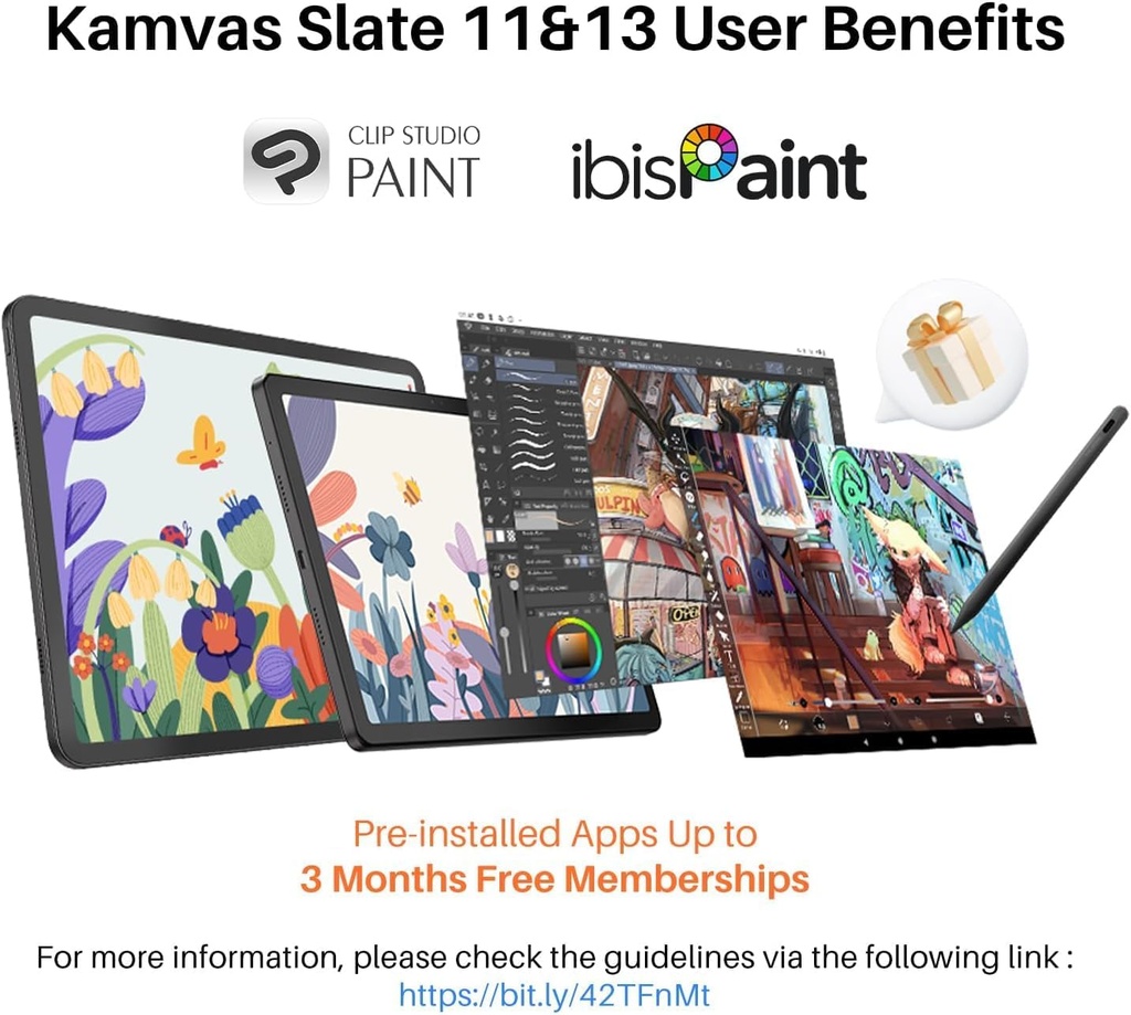 HUION Kamvas Slate 10 - Tableta de dibujo independiente, no necesita computadora, con pantalla completamente laminada, tableta de arte digital de 10.1 pulgadas con lápiz capacitivo de 4096 niveles,