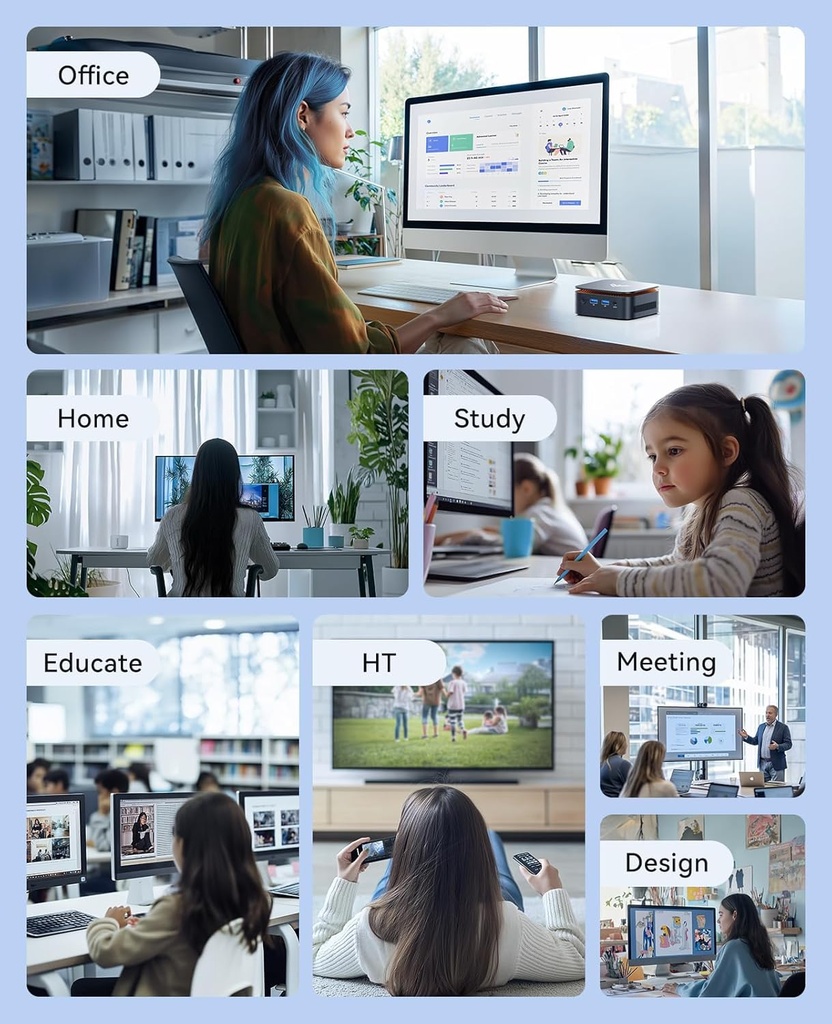 KAMRUI Mini PC E1, computadora de escritorio N150(hasta 3.6 GHz) Mini computadoras 16 GB RAM 256 GB SSD Micro PC, Mini Tower PC de escritorio soporte 4K HDMI, WiFi dual, BT4.2 para oficina en casa de