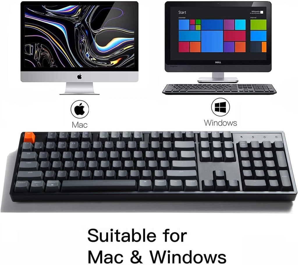 Keychron Teclado mecánico inalámbrico para juegos K10 de tamaño completo de 104 teclas Bluetooth para Mac Windows K Pro, interruptor rojo, multitarea/retroiluminación LED blanca/teclado de computadora