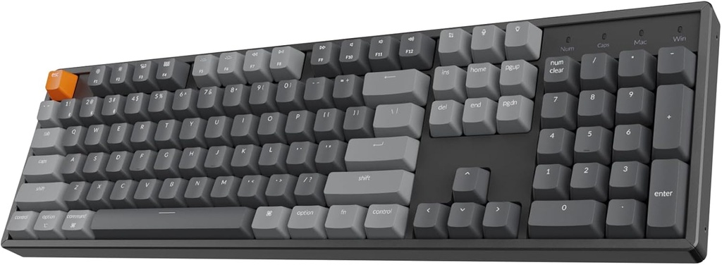 Keychron Teclado mecánico inalámbrico para juegos K10 de tamaño completo de 104 teclas Bluetooth para Mac Windows K Pro, interruptor rojo, multitarea/retroiluminación LED blanca/teclado de computadora