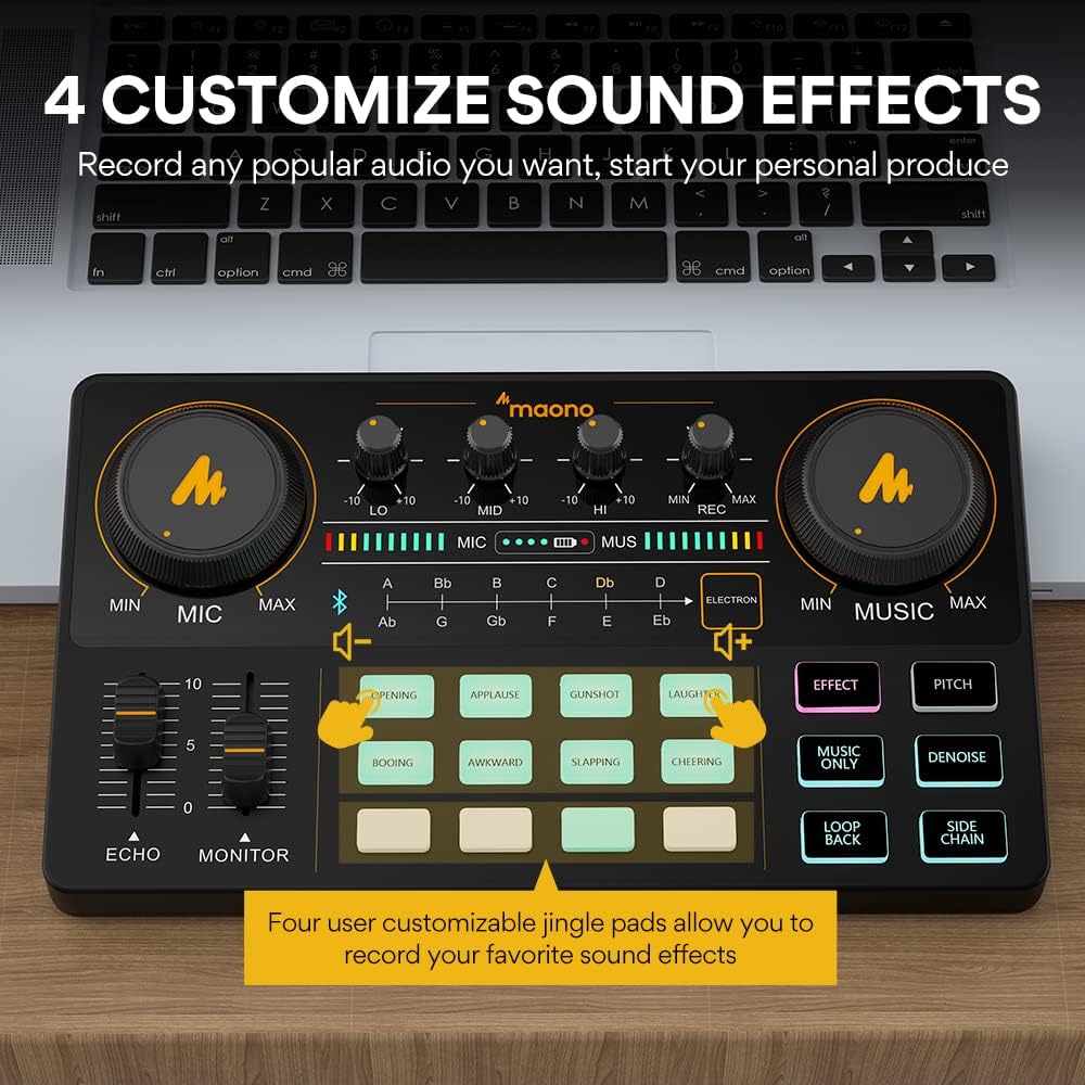 MAONO Podcast Equipment Bundle-MaonoCaster Lite -Audio Interface-All in One-Podcast Production Studio with 3.5mm