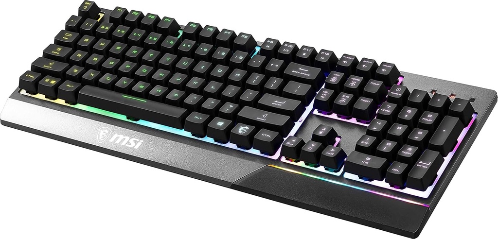 MSI Teclado para juegos con retroiluminación RGB dedicado teclas de acceso rápido anti-fantasma resistente al agua Vigor GK20