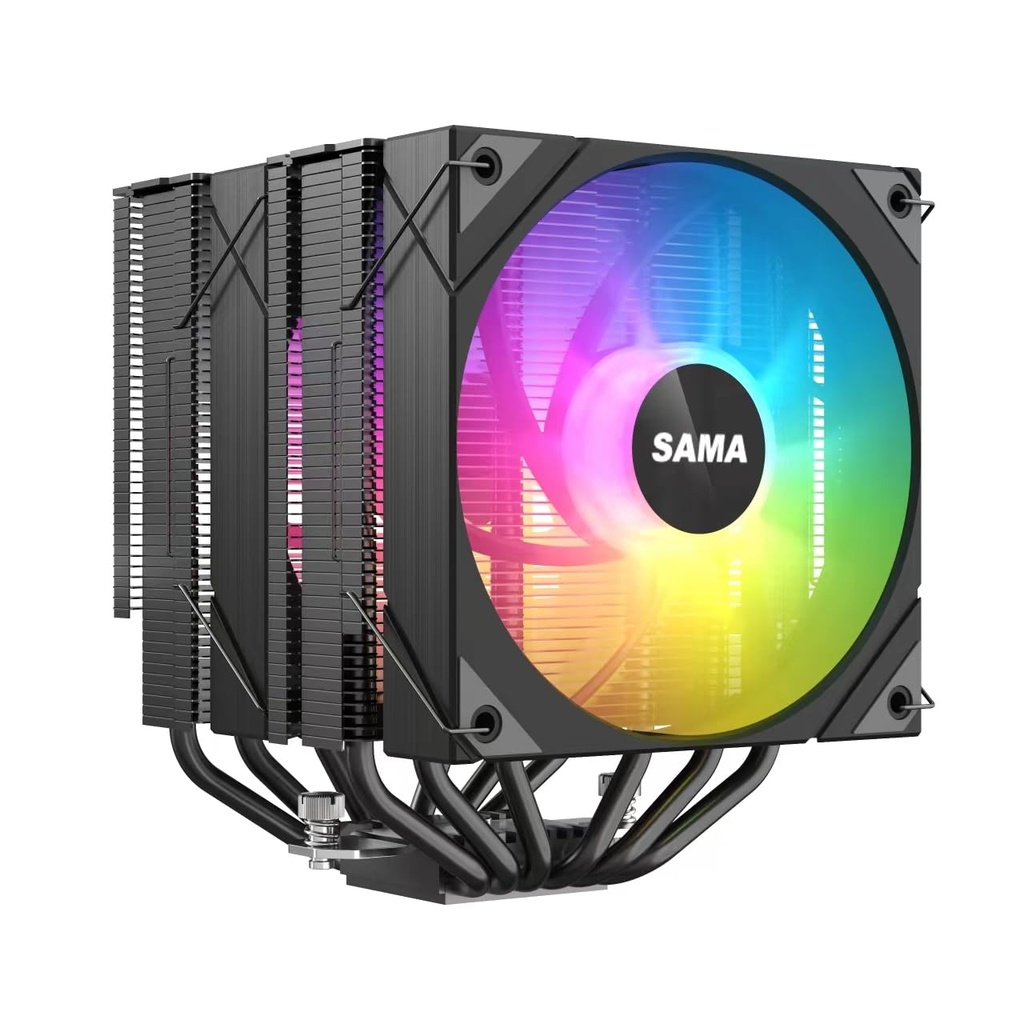 Disipador SAMA 6PDW ARGB White CPU Air Cooler 120mm Cooling Fan Addressable RGB Aluminum