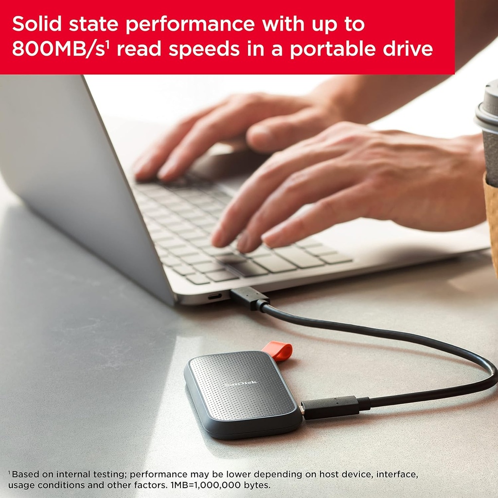 SanDisk SDSSDE30-1T00-G26 SSD portátil de 1 TB - Hasta 800 MB/s, USB-C, USB 3.2 Gen 2, firmware actualizado, unidad externa de estado sólido