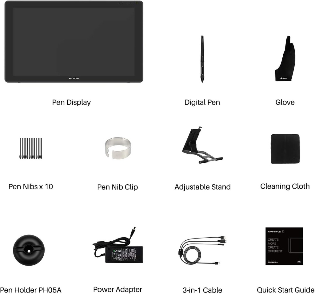 Tablet De Dibujo/Diseño - HUION KAMVAS 22 - Con Pantalla 21.5" Full HD - 120% sRGB - Windows PC, Mac, Android