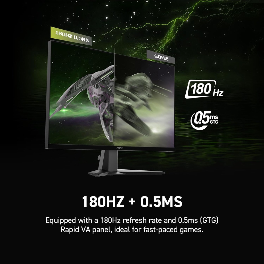 MSI 27" 180 Hz Monitor de Juegos Rápido VA QHD FreeSync (AMD Sincronización Adaptativa) 80% Adobe RGB / 80% DCI-P3 / 105% sRGB MAG 27CQ6F 