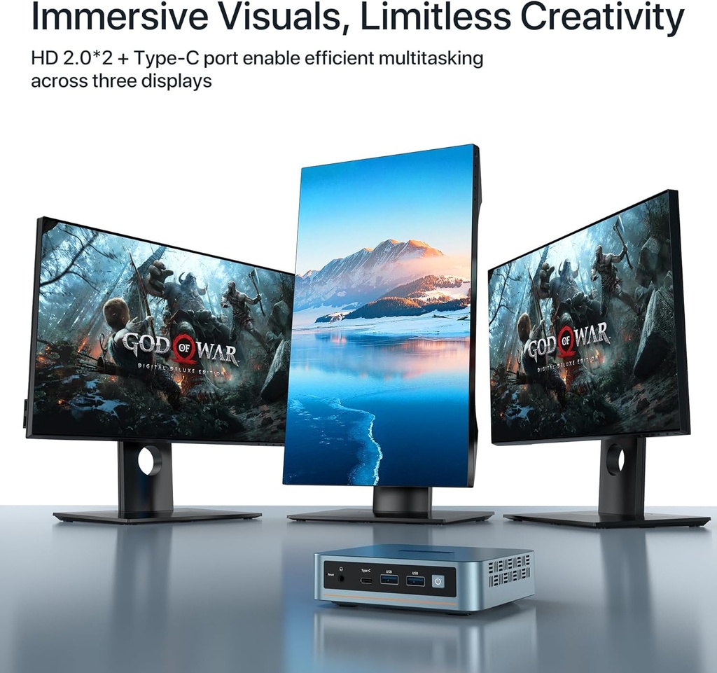 PELADN Mini PC, N97(hasta 3.4GHz), 16GB DDR4/512GB SSD, Tipo-C/Dual HDMI 4K/60Hz Triple-Display USB3.2/BT4.2/WiFi5 Mini computadoras 