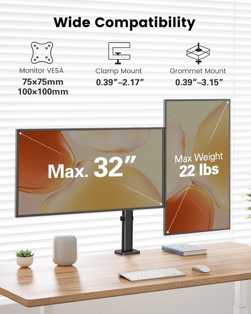 ErGear Brazo de monitor único para pantallas de 13 a 34 pulgadas, de gas ajustable