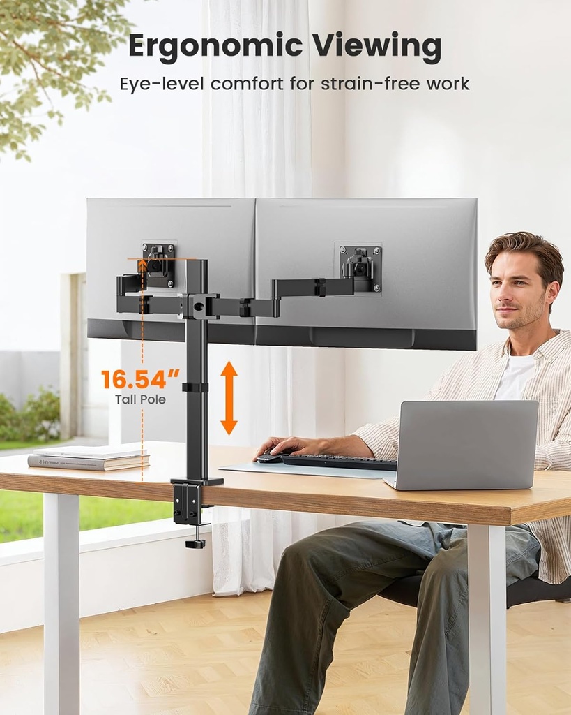 ErGear Brazo de monitor único para pantallas de 13 a 34 pulgadas, de gas ajustable