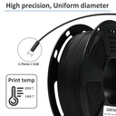 Filamento de ácido poliláctico para impresora 3D, filamento de ácido poliláctico GIANTARM de 1.75mm, precisión dimensional +/- 0.02mm, carrete de 2.2 lbs, embalaje al vacío, apto para la mayoría de impresoras 3D, negro oscuro 