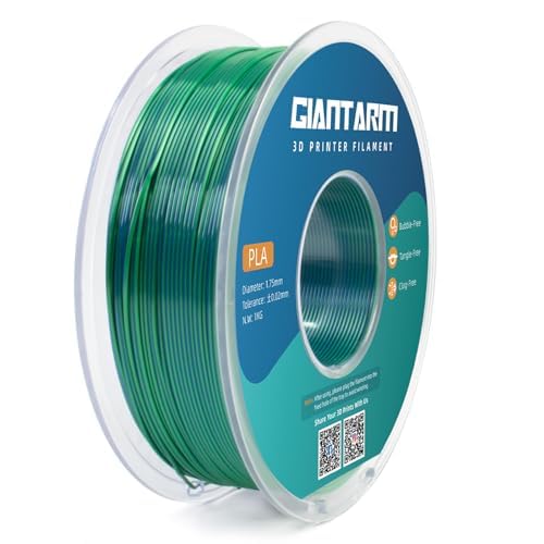 GIANTARM Filamento PLA de doble color, filamento PLA de seda de 0.069 in +/-0.001 in, carrete de 2.2 libras, embalaje al vacío, filamentos de impresión 3D que se adaptan a la mayoría de impresoras FDM azul/verde 