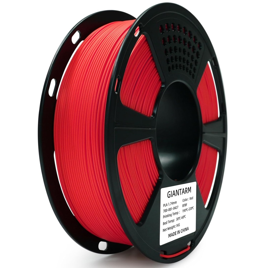 Filamento de ácido poliláctico para impresora 3D, filamento de ácido poliláctico GIANTARM de 1.75mm, precisión dimensional +/- 0.02 mm, carrete de 2.2 lbs, embalaje al vacío, apto para la mayoría de impresoras 3D, rojo