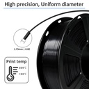 GIANTARM Filamento PLA para impresora 3D de 2.2 lbs, filamento mejorado de dureza color seda negra brillante de 1.75mm con precisión dimensional de +/-0.03mm, embalaje al vacío, 1080 pies por rollo, para la mayoría de impresoras 3D FDM 