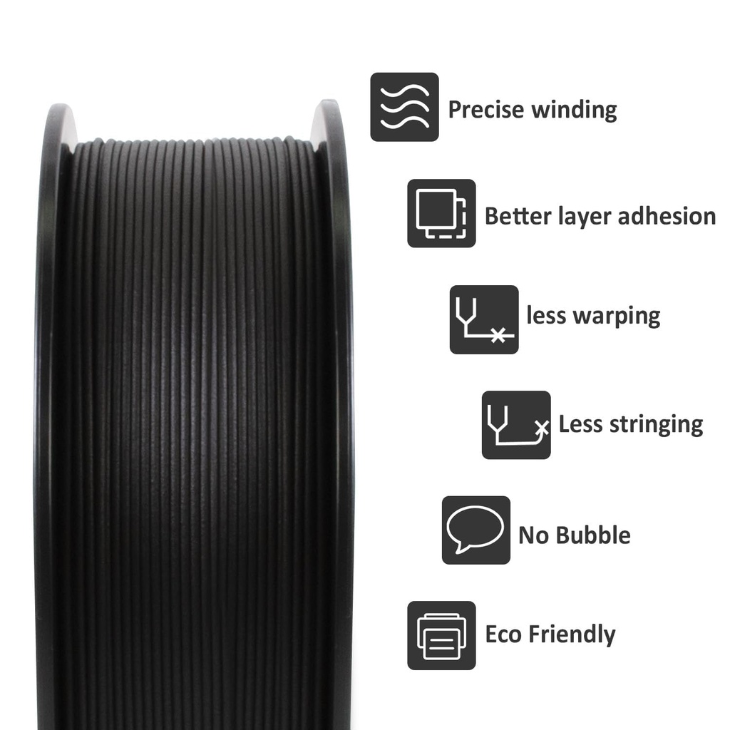 GIANTARM Filamento de ácido poliláctico, precisión dimensional de 1.75 mm +/-0.02mm, 2 carretes de 1 kg (2.2 libras) para la mayoría de impresoras 3D FDM, total 2 Kg, negro y gris 