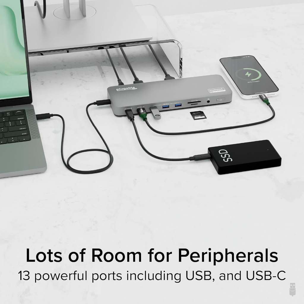Estación de acoplamiento Plugable USB C para portátil, monitor dual 4K 60Hz para Apple Mac M1/M2/M3/M4/M5, 2X HDMI o DisplayPort para MacBook, Dock de carga de 100W DisplayLink, se requiere 