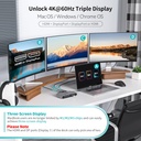 Estación de acoplamiento de triple visualización Minisopuru Displaylink para MacBook M1/M2/M3/M4/Windows, estación de acoplamiento DisplayLink con 2 HDMI y 2 DisplayPort, carga de 100W, datos USB-C