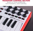 Akai Professional MPK Mini Plus - Controlador de teclado MIDI USB con 37 mini teclas, 8 almohadillas MPC, secuenciador, MIDI/CV/Gate I/O y paquete de sonido de instrumentos nativos, edición limitada blanca 