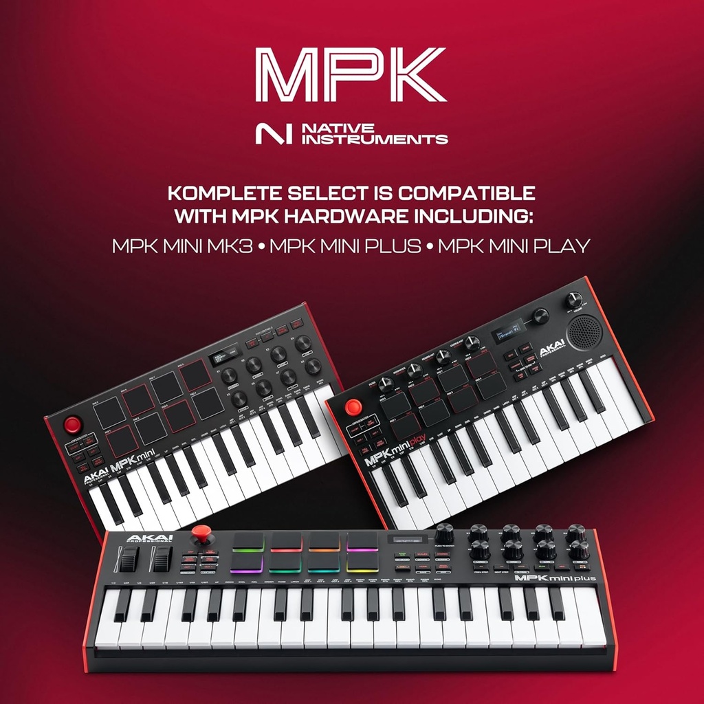 Akai Professional MPK Mini Plus - Controlador de teclado MIDI USB con 37 mini teclas, 8 almohadillas MPC, secuenciador, E/S MIDI/CV/puerta 